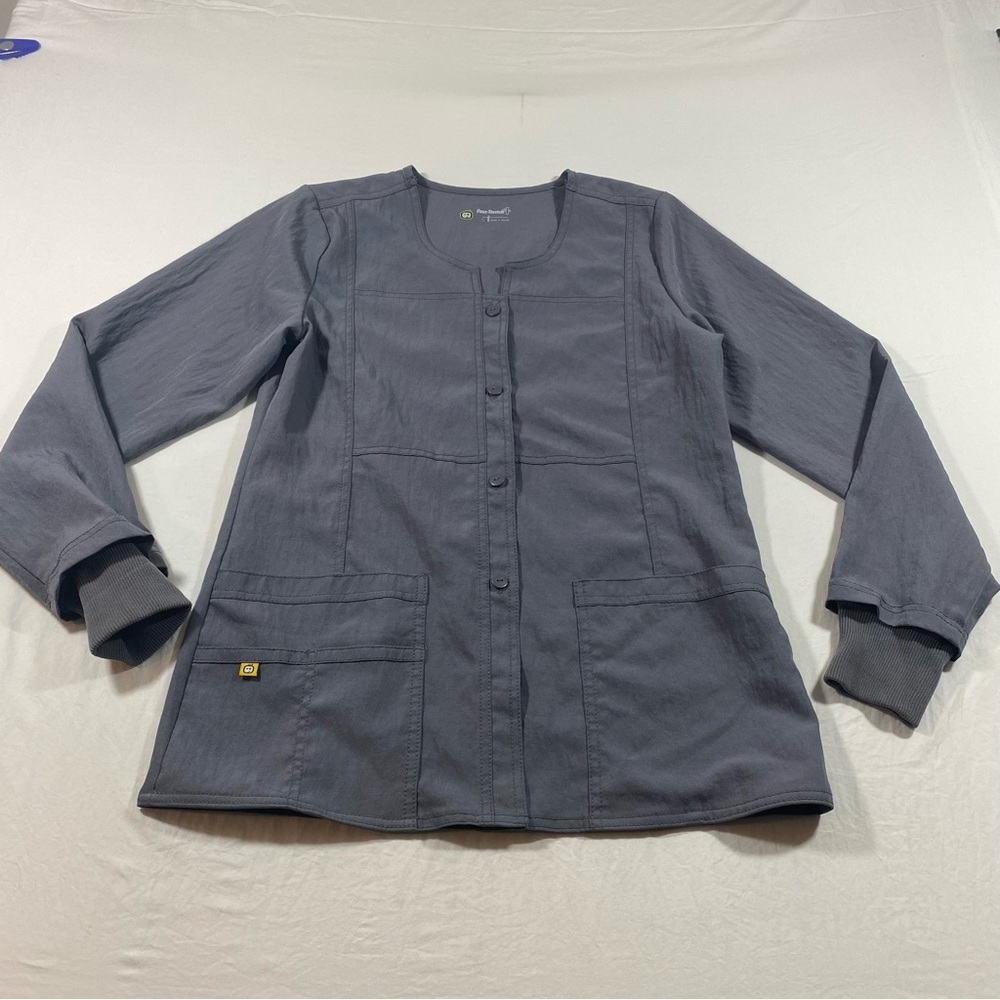 Scrubs Nurses Jacket Coat  Long Sleeve button Down Pockets Woman's M-L